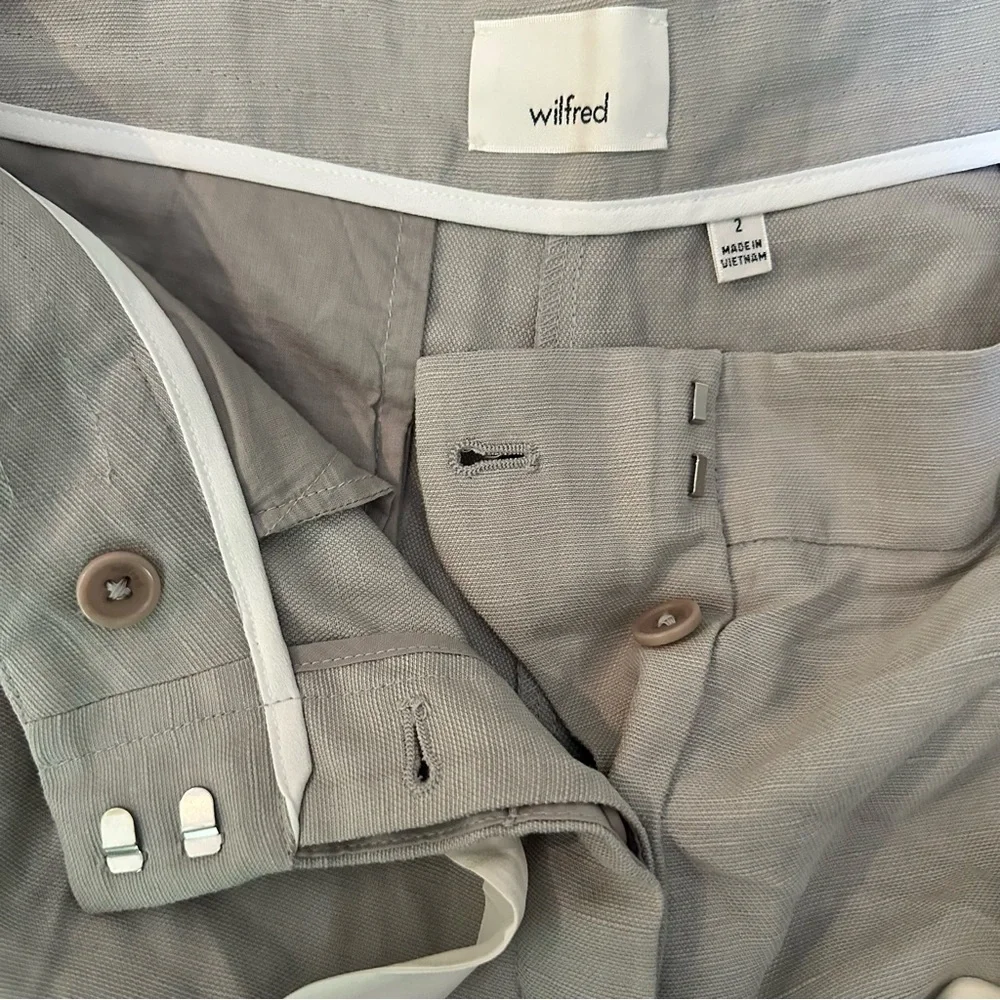 Aritzia Wilfred Allant Pant Gray Cropped Lyocell Linen Trouser Pant Size 2 (4-6)